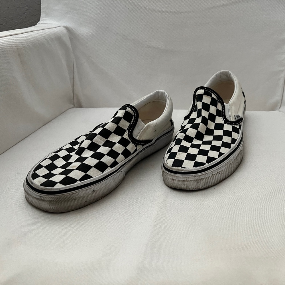 Classic Black and White Checkered Slip-On Sneakers